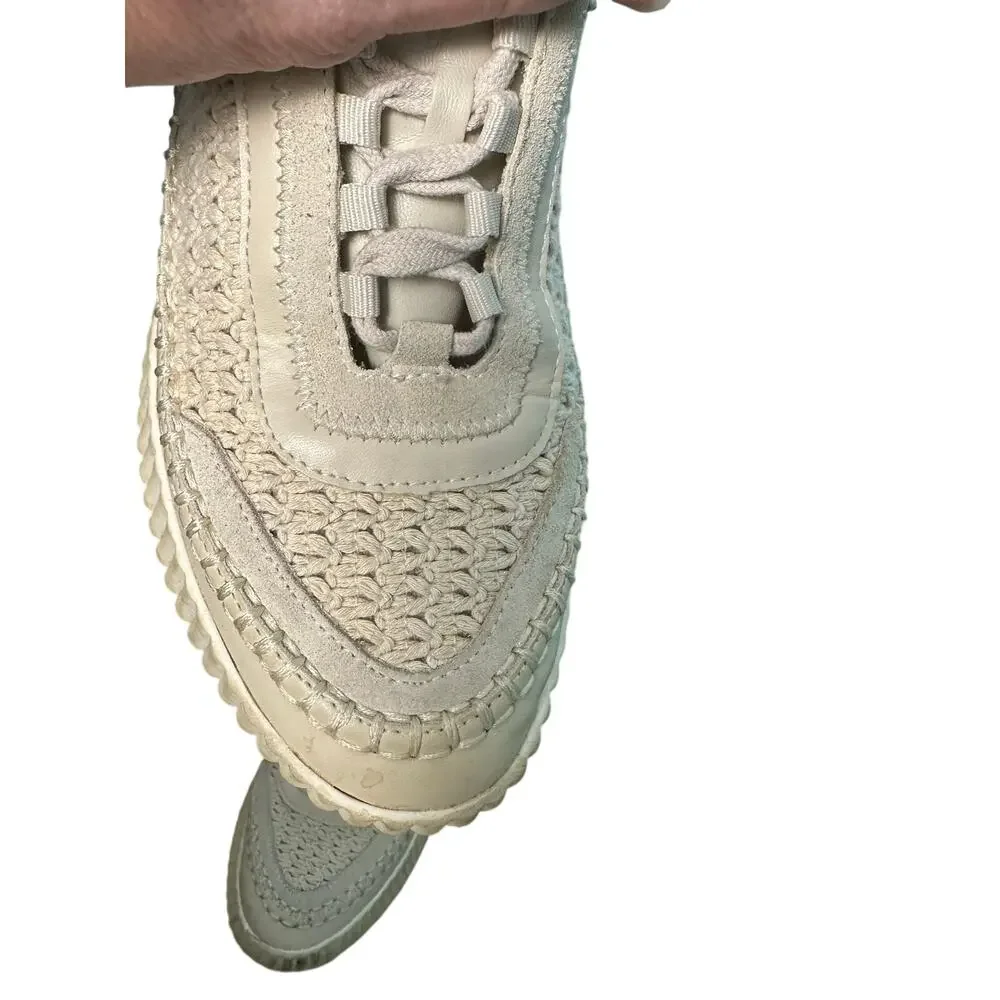 Dolce Vita Dolen sneakers in a cream woven knit material Size 10